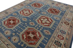Blue & Red Turkish Finewoven Wool Oushak Rug 10'2" x 13'8"