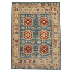Blue & Red Turkish Finewoven Wool Oushak Rug 10'2" x 13'8"