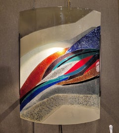 Blue, Red, White French Blown Crystal Great Sconce