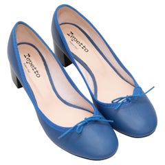 Blue Repetto Block Heel Leather Pumps