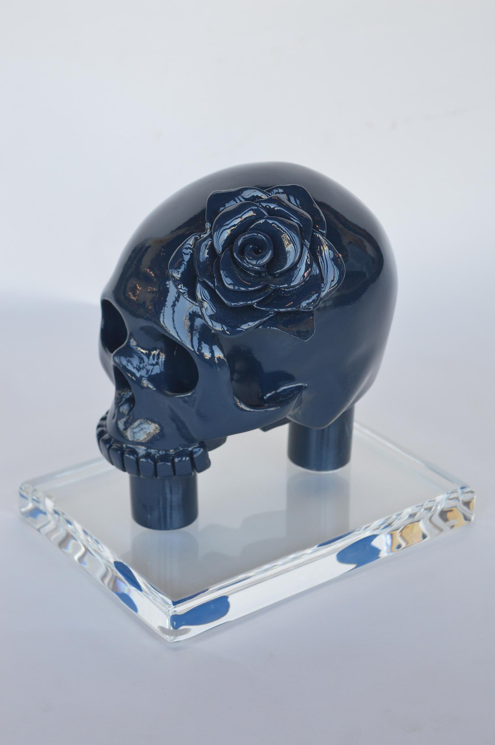 Mexican Blue Resin Skull For Sale