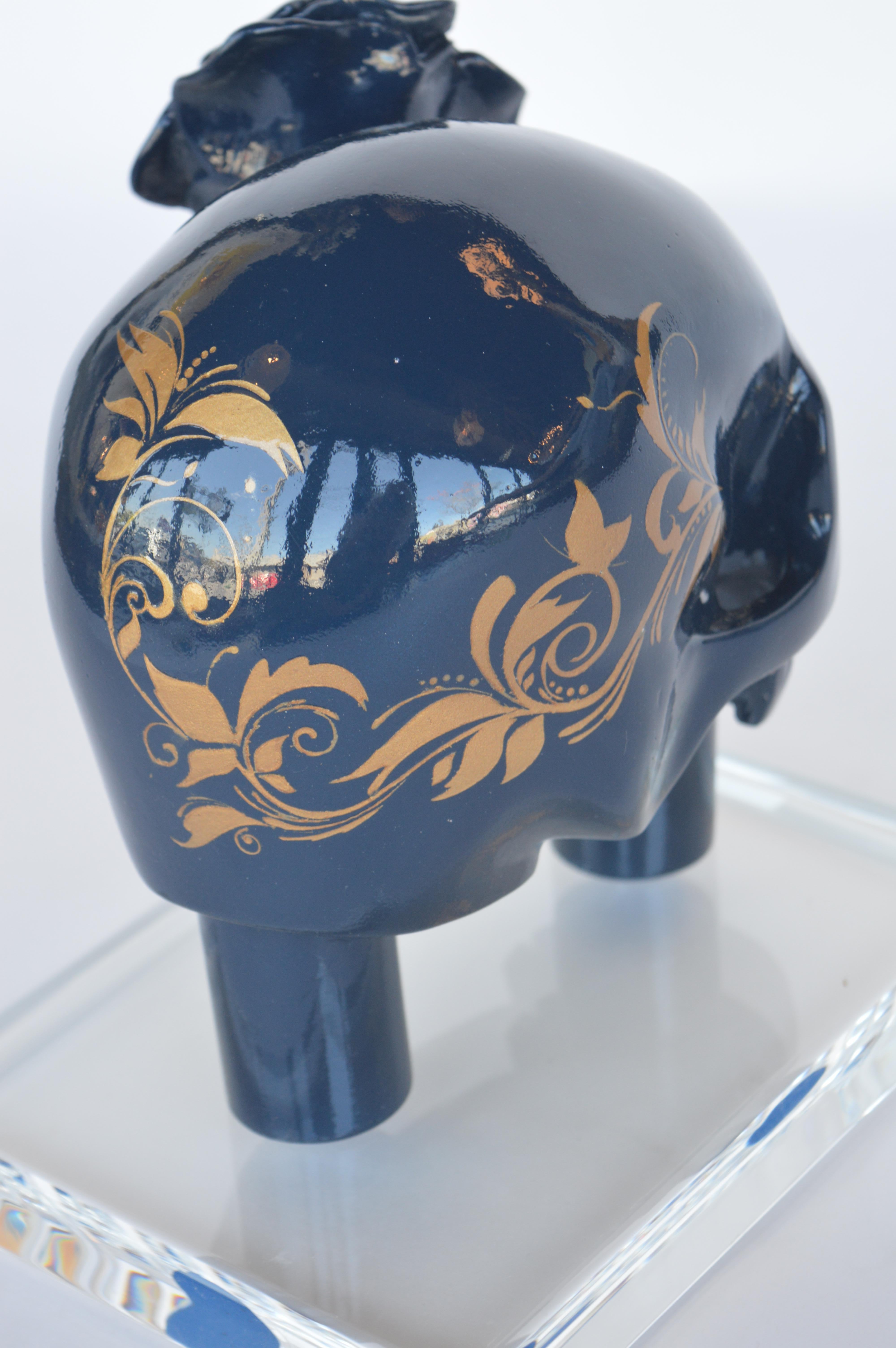 Blue Resin Skull In New Condition For Sale In Los Angeles, CA