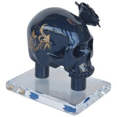 Teschio in resina blu
