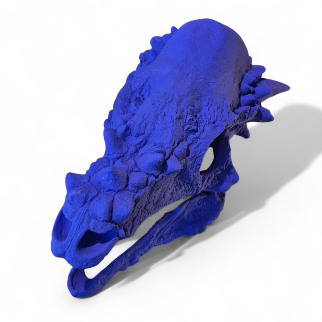 Resin Blue Reverie #3 on a Base, Sculptural Replica of a skull, 21st Century For Sale
