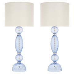 Blue “Rialto” Murano Glass Lamps