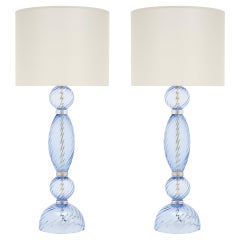 Blue “Rialto” Murano Glass Lamps