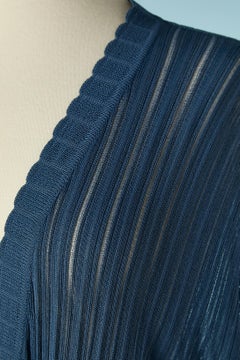 Blue ribbed edge to edge cardigan in rayon knit AlaÏa