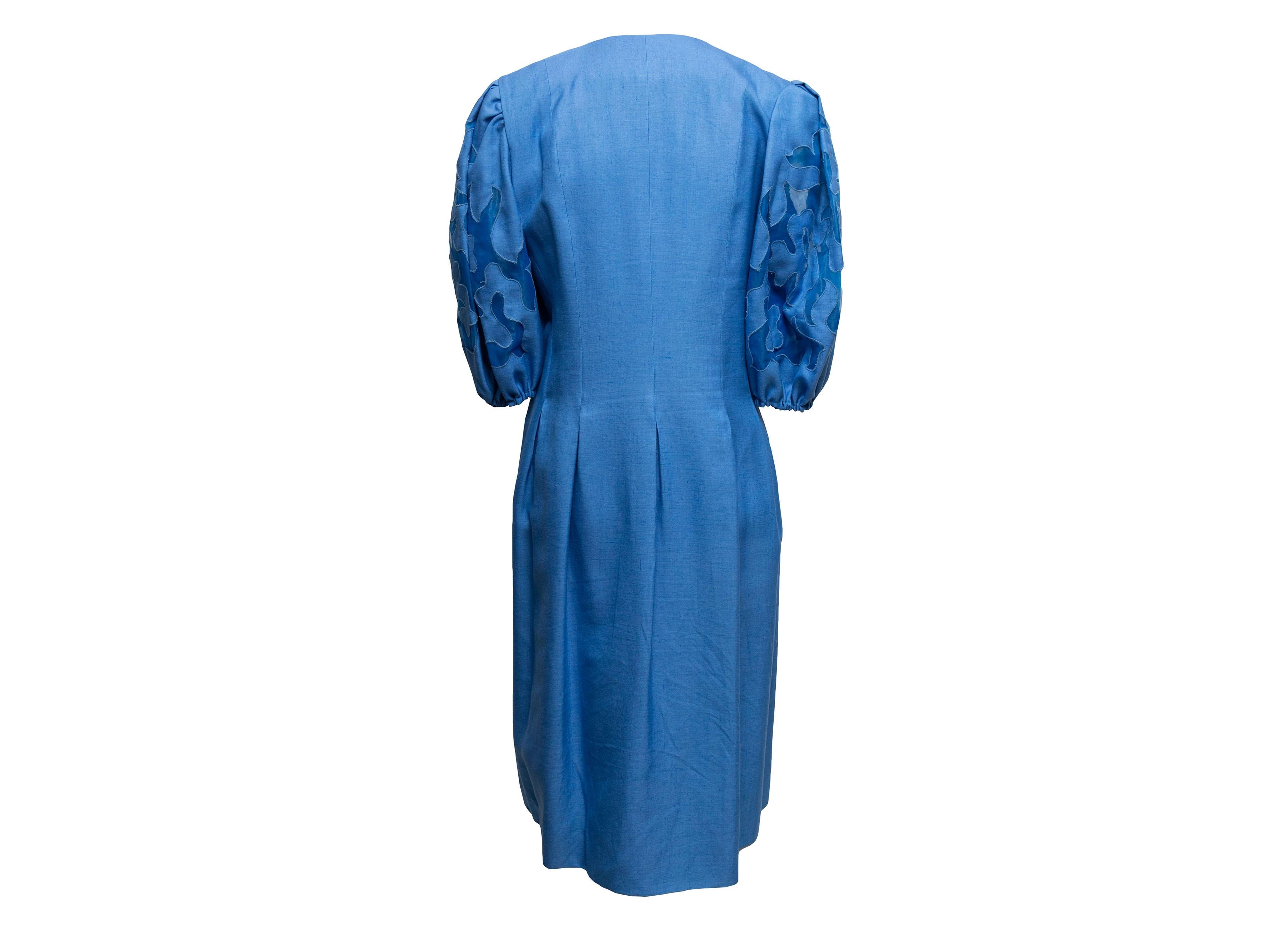 Women's or Men's Blue Richilene Puff Sleeve Button-Up Dress Size US L For Sale