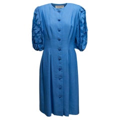Blue Richilene Puff Sleeve Button-Up Dress Size US L
