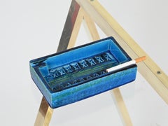 "Blue Rimini" Ceramic Ashtray by Aldo Londi for Bitossi, Italy, 1960s