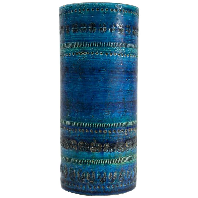 Blue Rimini Series Vase by Aldo Londi for Bitossi, 1950s