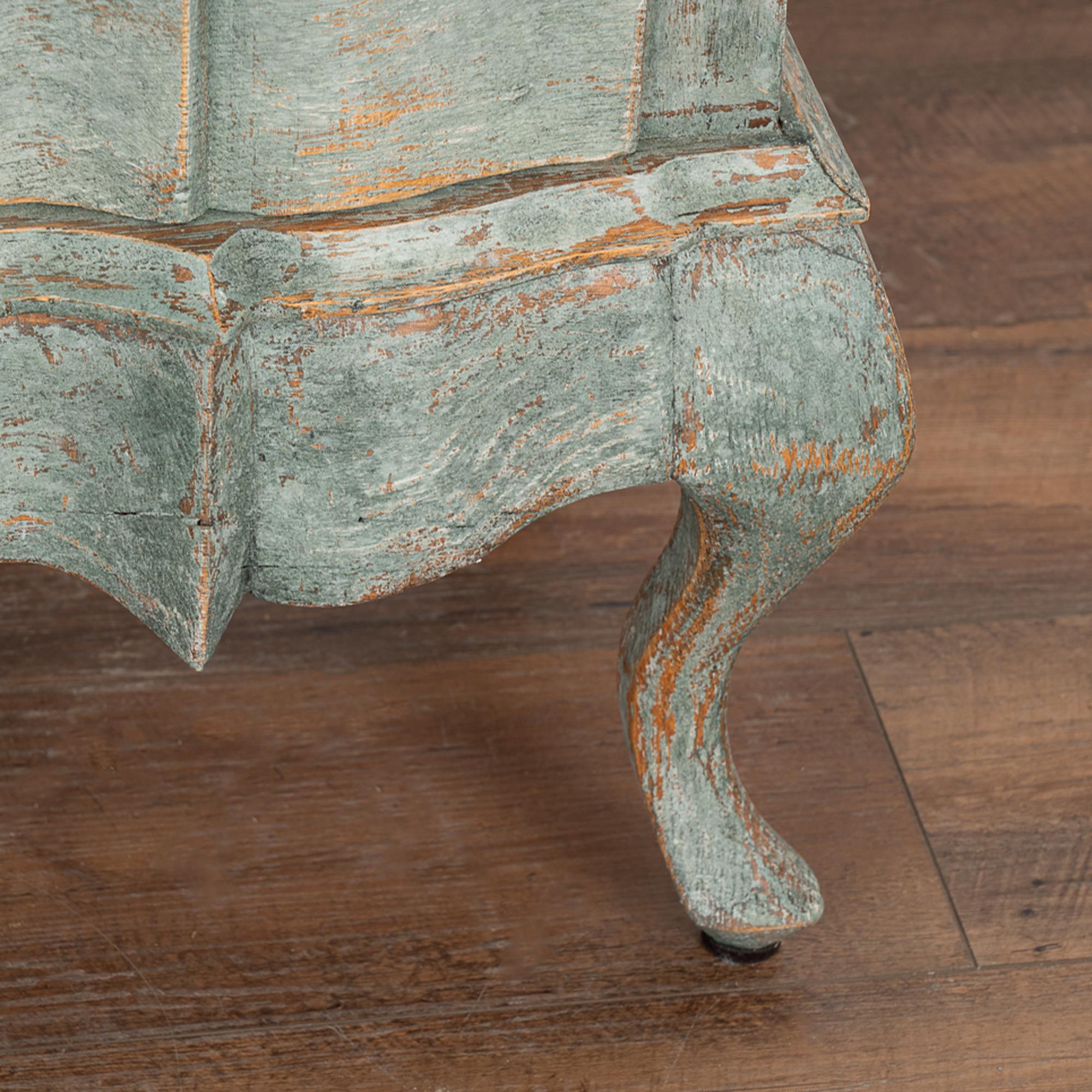 Blue Rococo Small Oak Chest of Drawers, Denmark circa 1750-70 4
