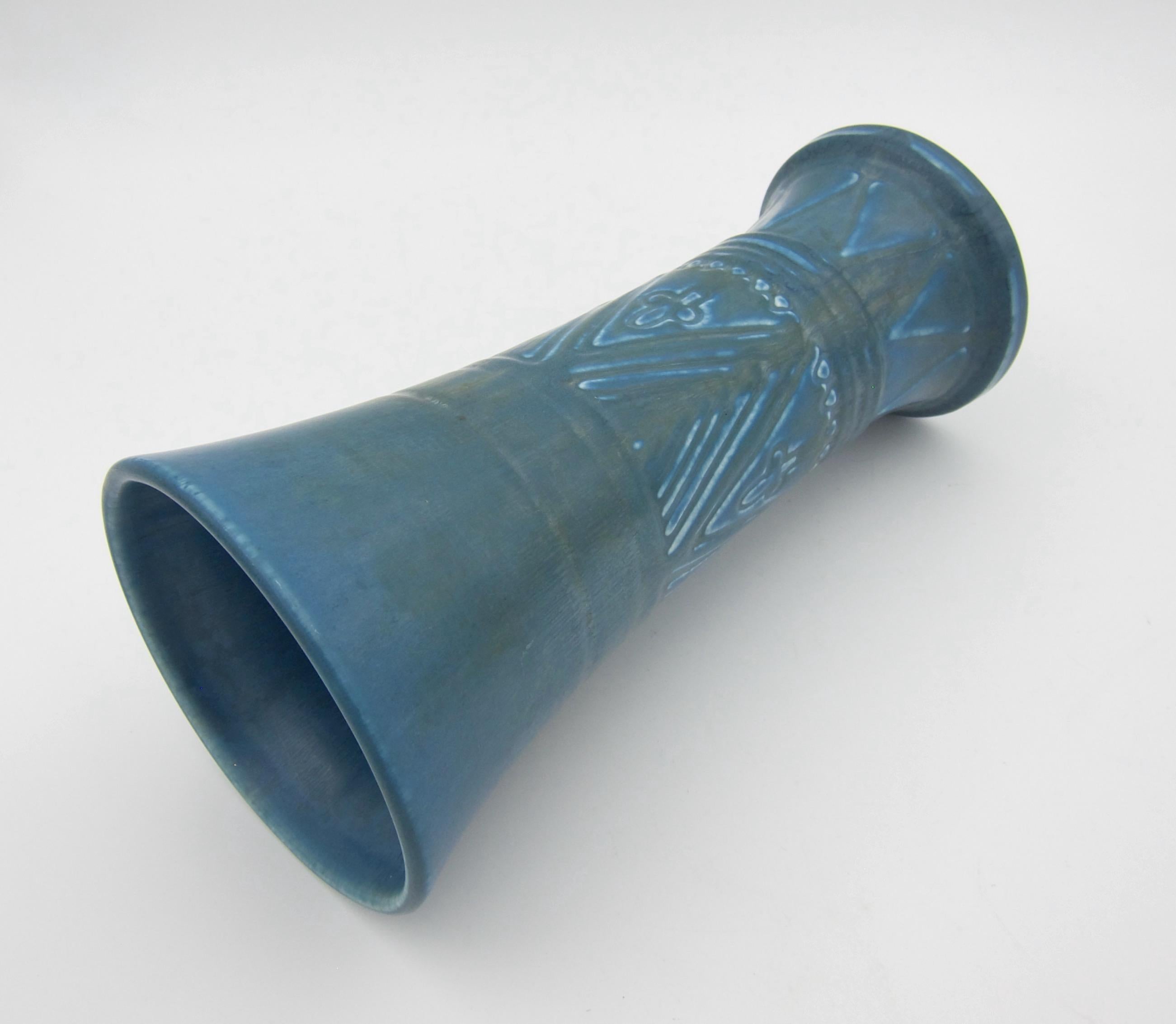 Glazed Blue Rookwood Pottery Art Deco Vase, 1926