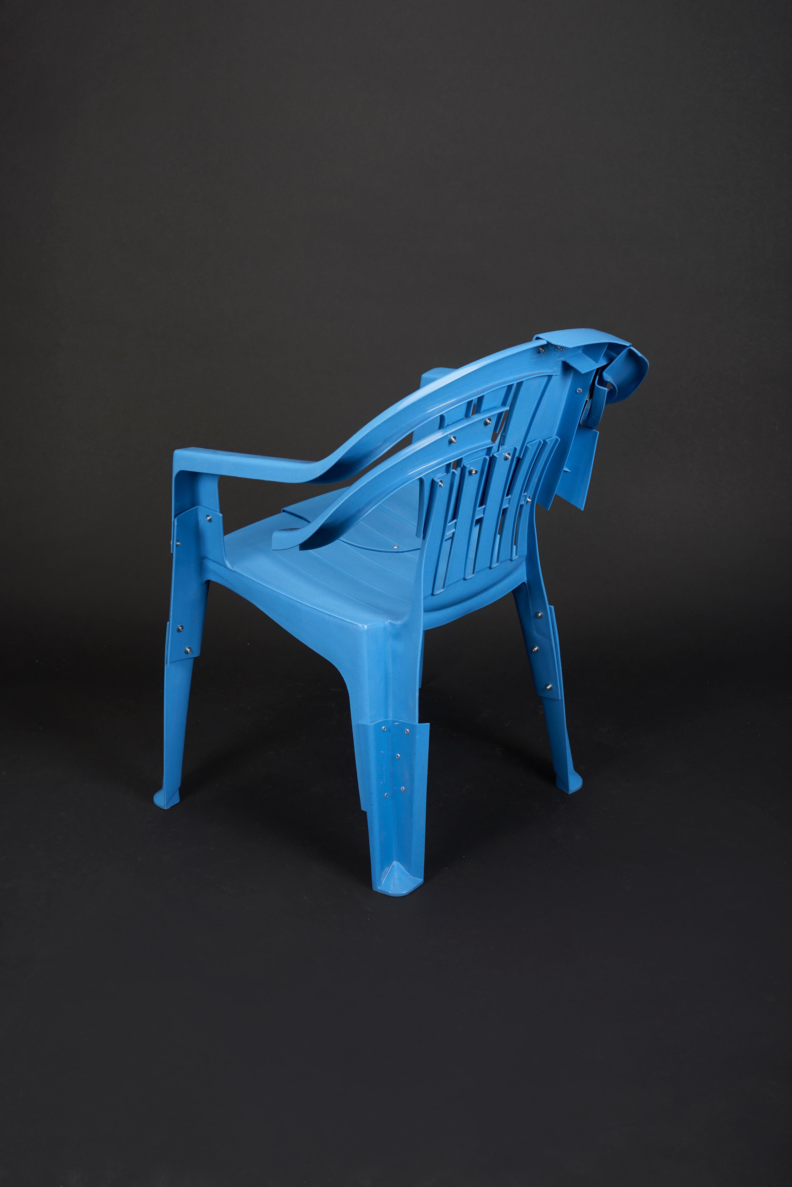 Découpage Blue Room Armchair, Pierre Castignola, Plastic Chair