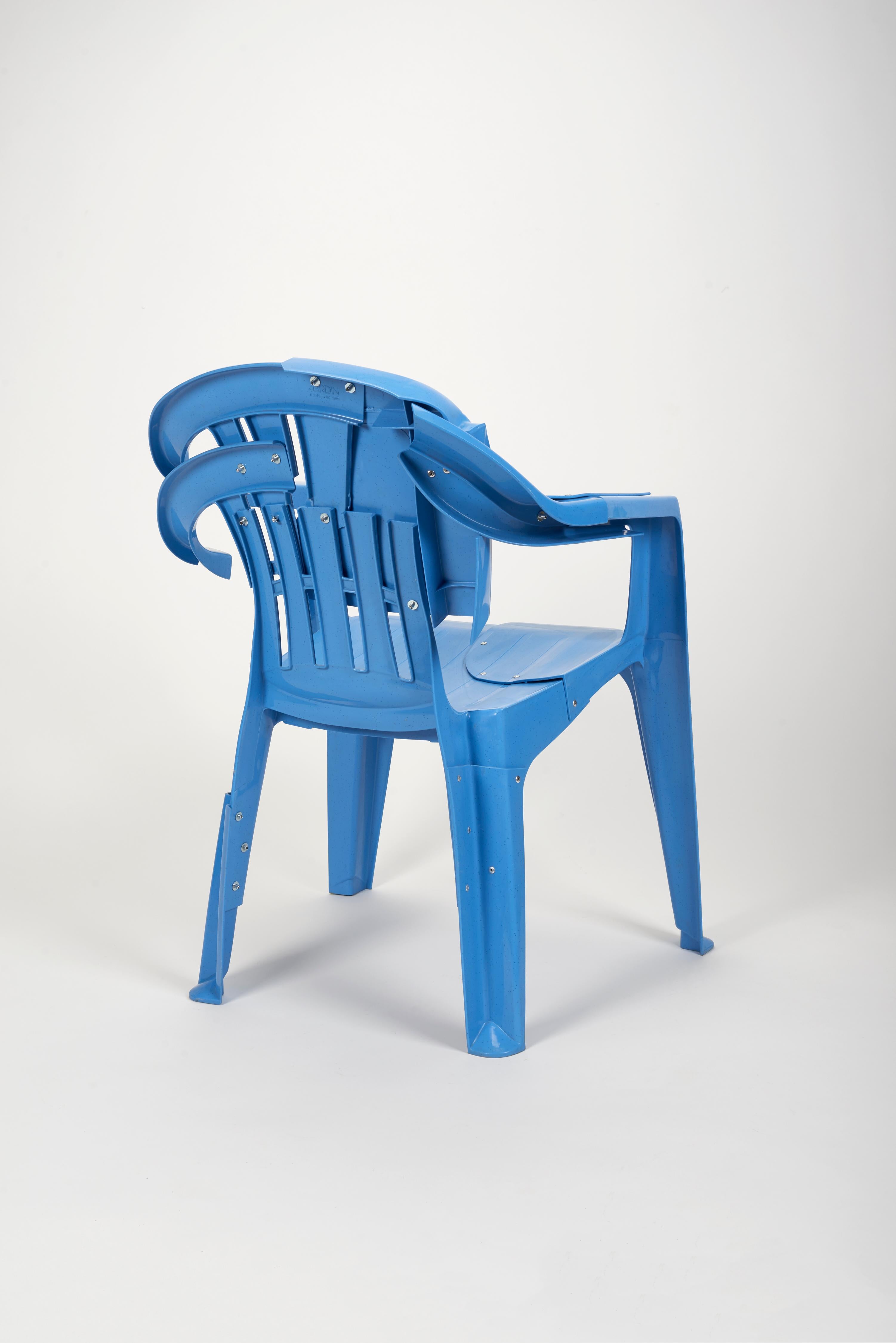 Contemporary Blue Room Armchair, Pierre Castignola, Plastic Chair