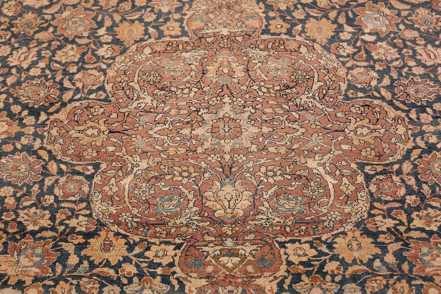 Blue Room Size Antique Persian Isfahan Rug. Size: 7 ft x 11 ft 8 in 4