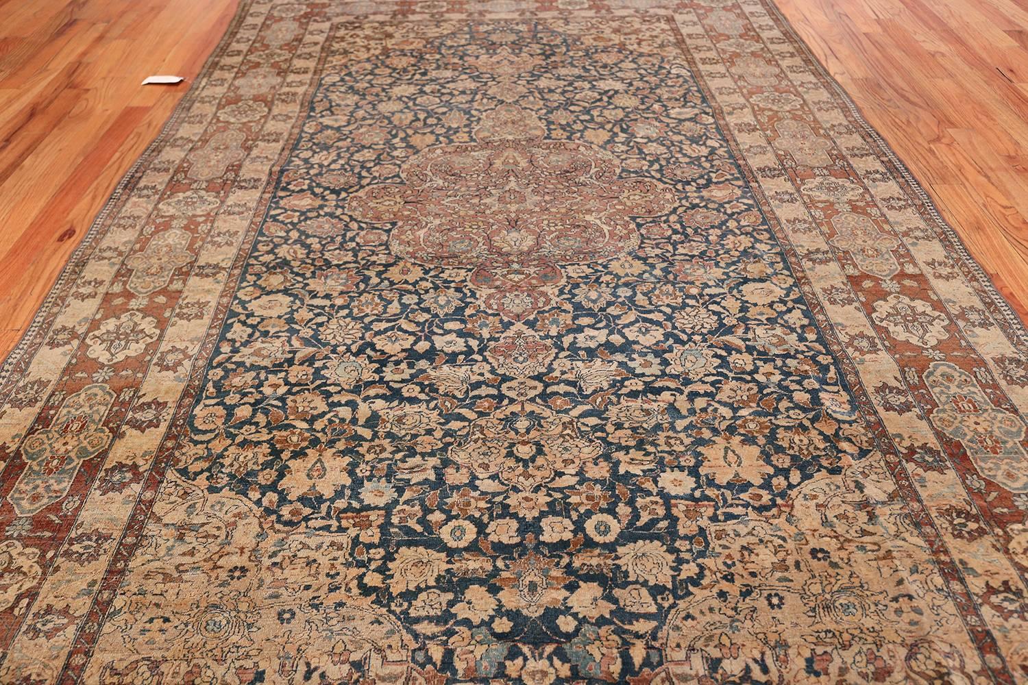 Blue Room Size Antique Persian Isfahan Rug. Size: 7 ft x 11 ft 8 in 5