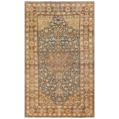 Blue Room Size Antique Persian Isfahan Rug. Size: 7 ft x 11 ft 8 in