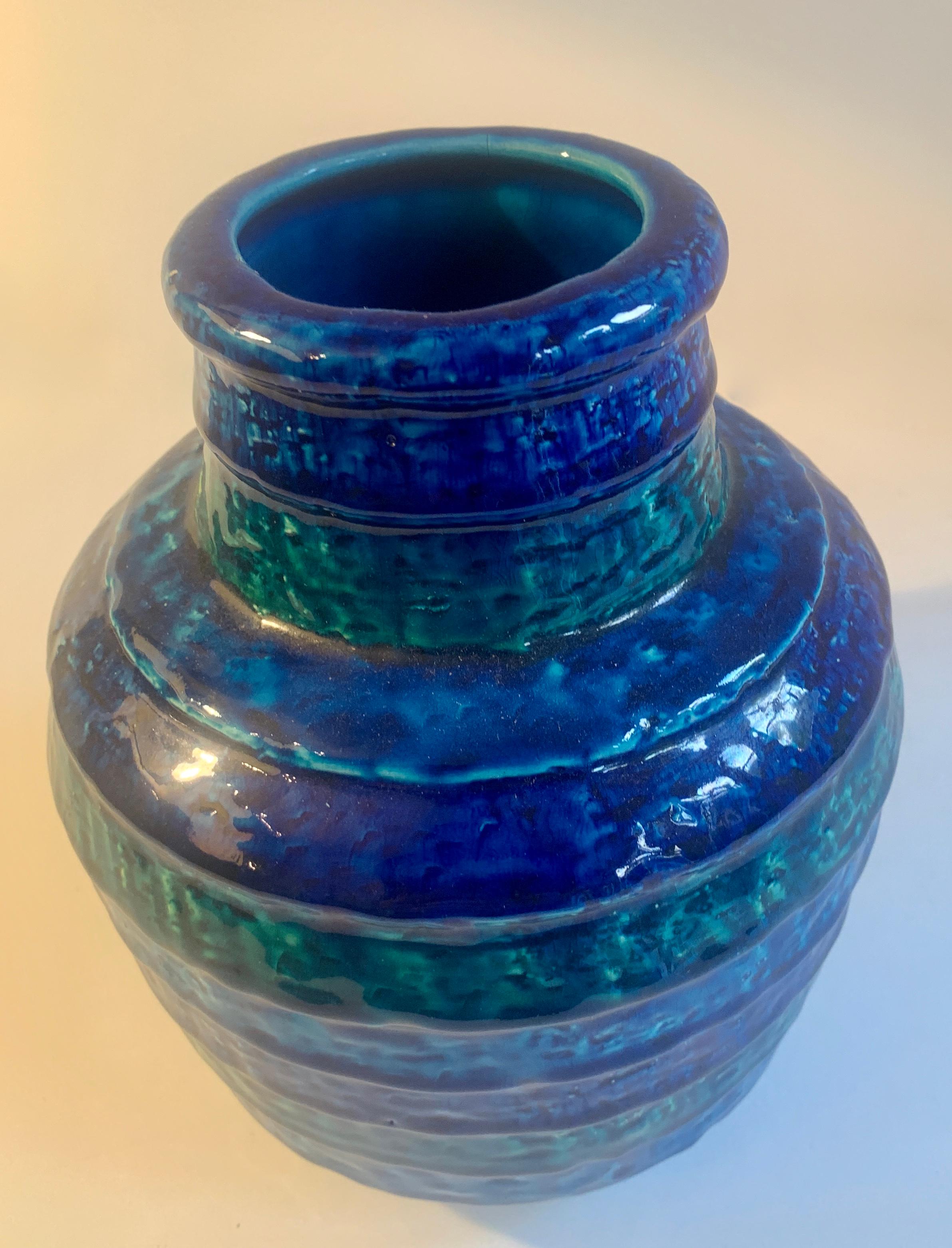 Blue Rosenthal Netter Italian Vase In Good Condition In Los Angeles, CA