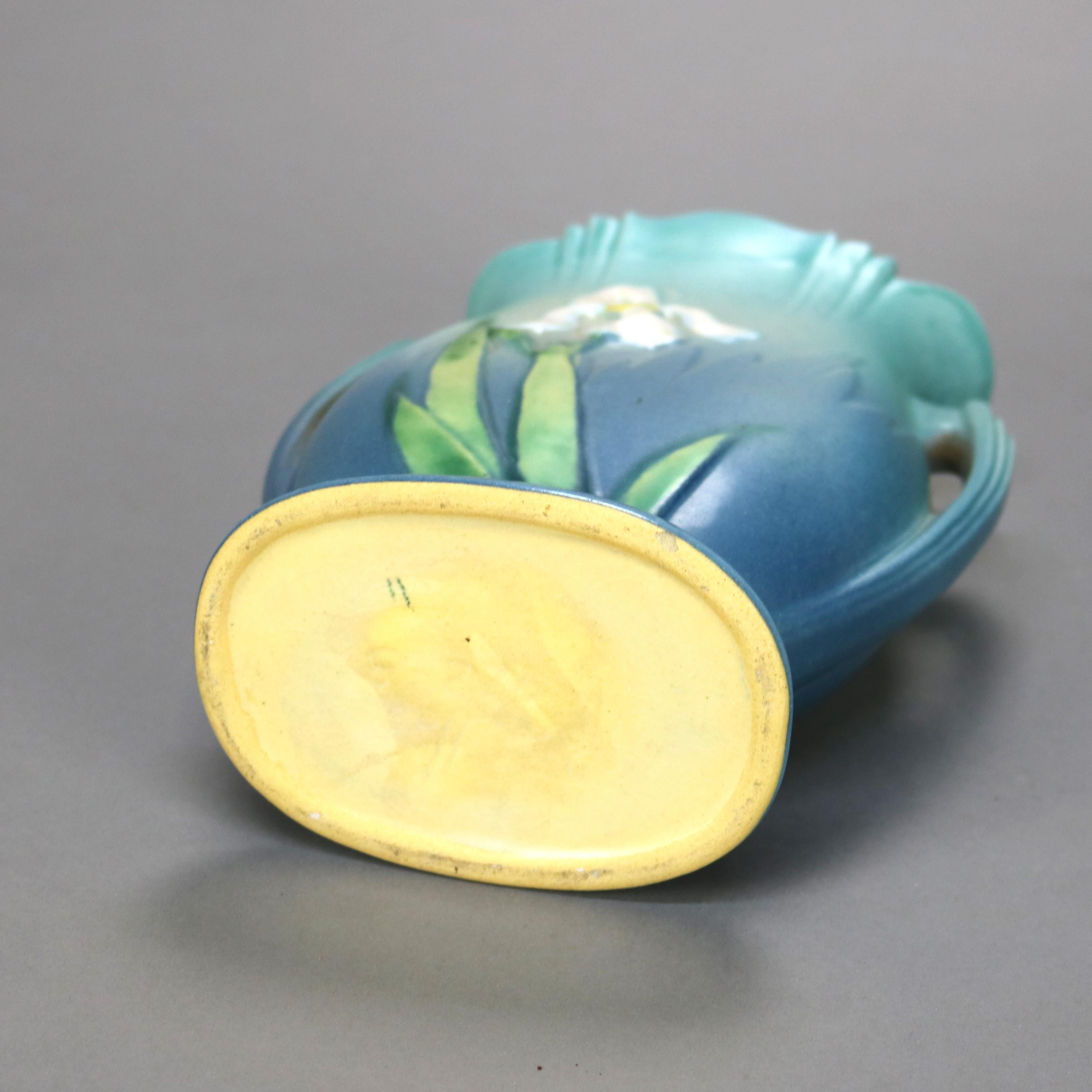 Blue Roseville Art Pottery Vase with Iris Pattern Mid 20thC 1