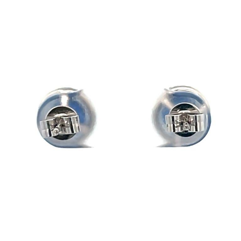 Women's Blue Round Sapphire 2.15CT & White Round Diamonds 0.20CT 14KW Studs Earrings For Sale