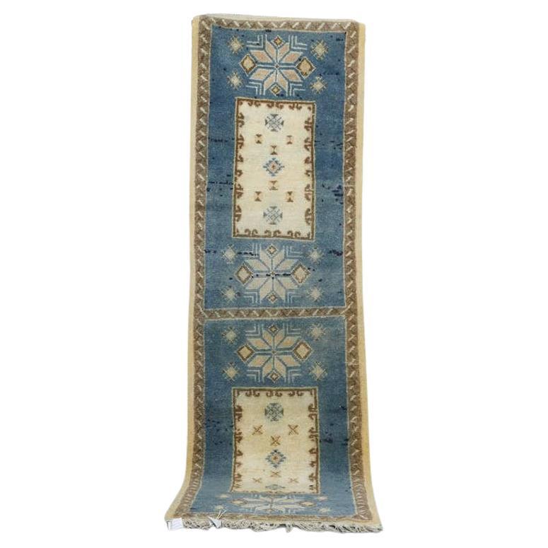 Blue Runner Rug, Vintage Morocco For Sale