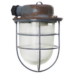 Blue Rust Iron Vintage Industrial Clear Stripe Glass Pendant Lights