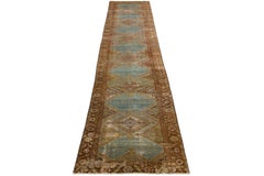 Blue & Rust Tribal Designed Antique Malayer Persian Wool Runner
