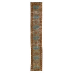 Chemin de table en laine persane bleue et rouille, Design/One antique Malayer
