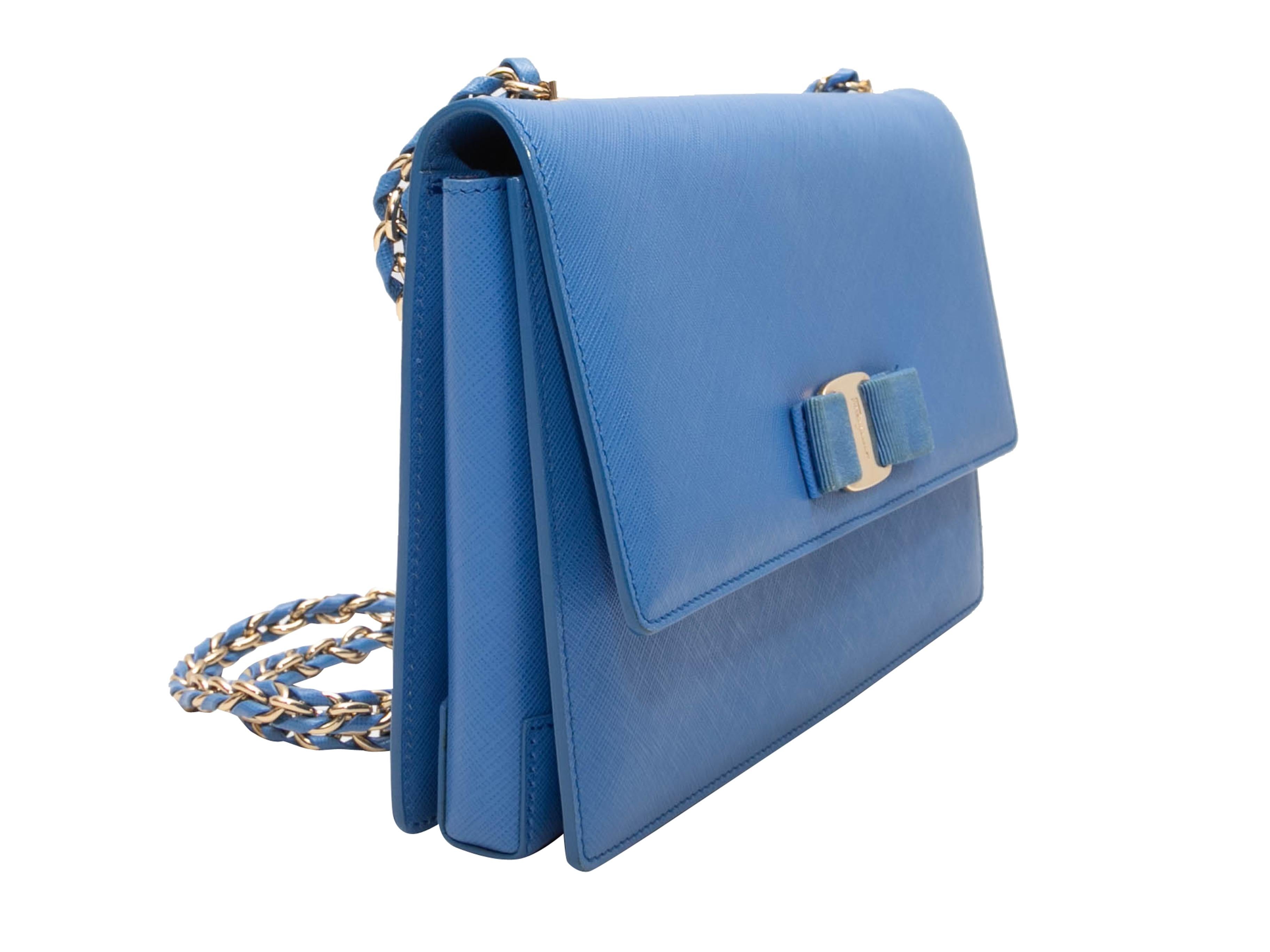 Blue Salvatore Ferragamo Vara Bow Bag For Sale 5