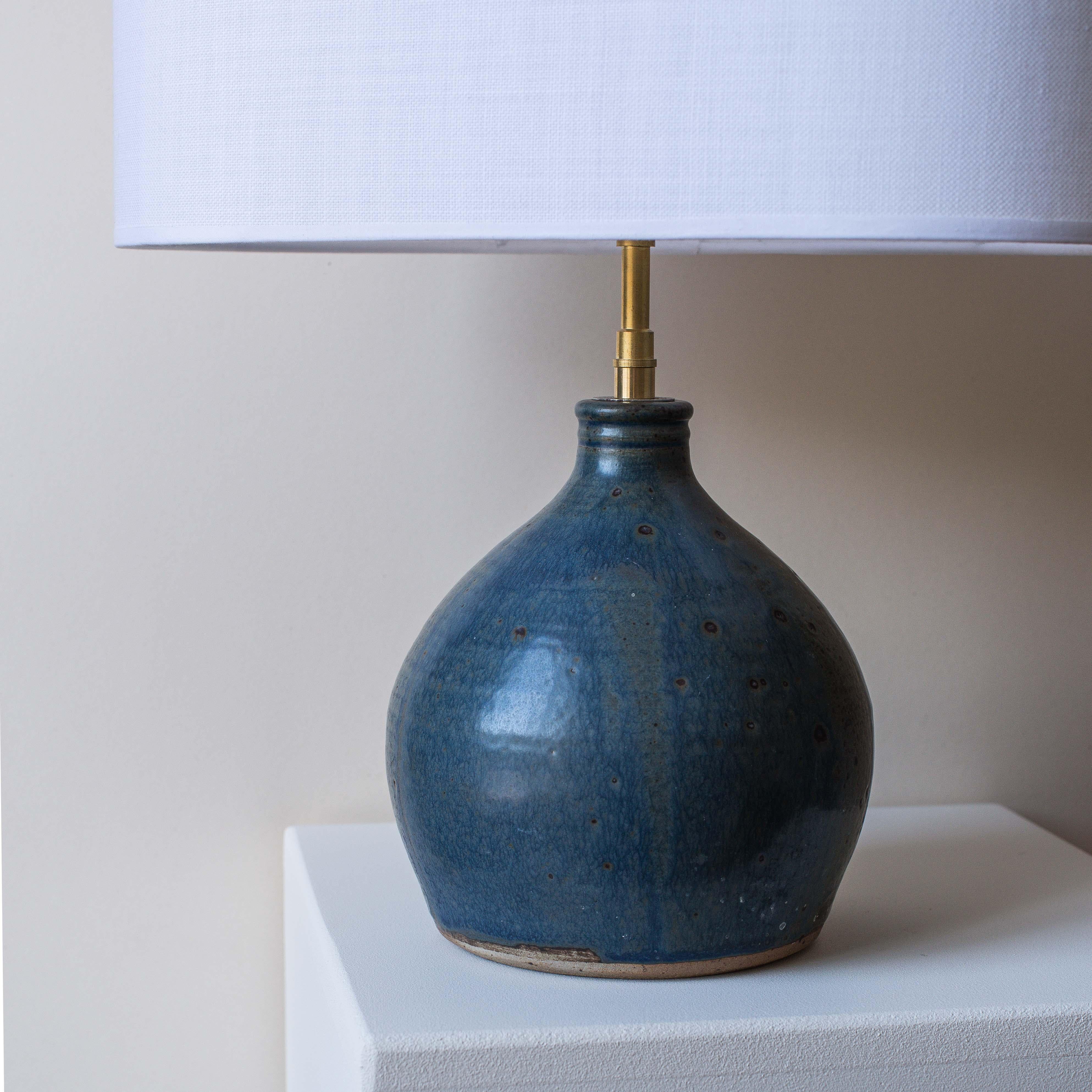 Blue Sandstone Table Lamp Mid-Century Modern For Sale 4