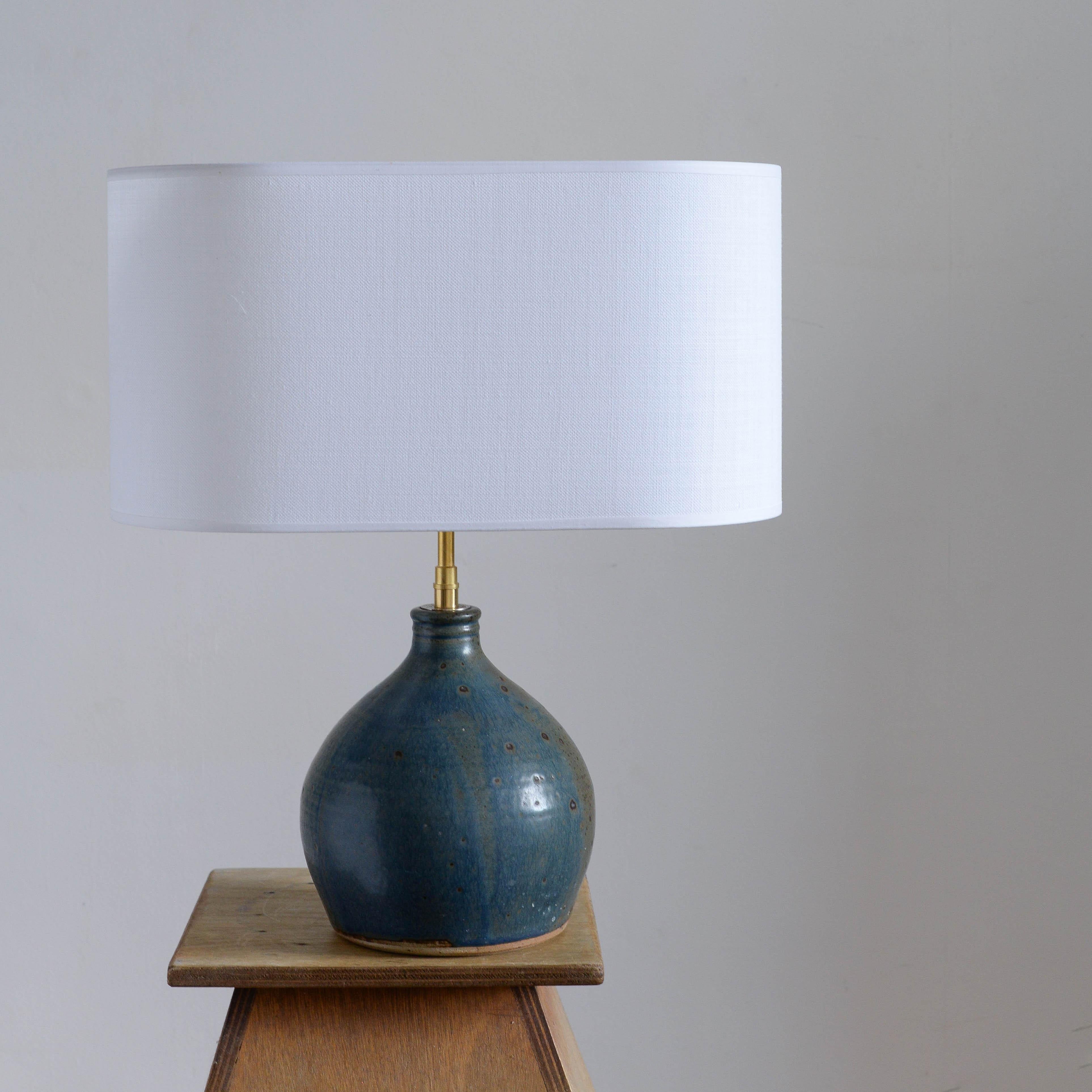 Blue Sandstone Table Lamp Mid-Century Modern For Sale 2