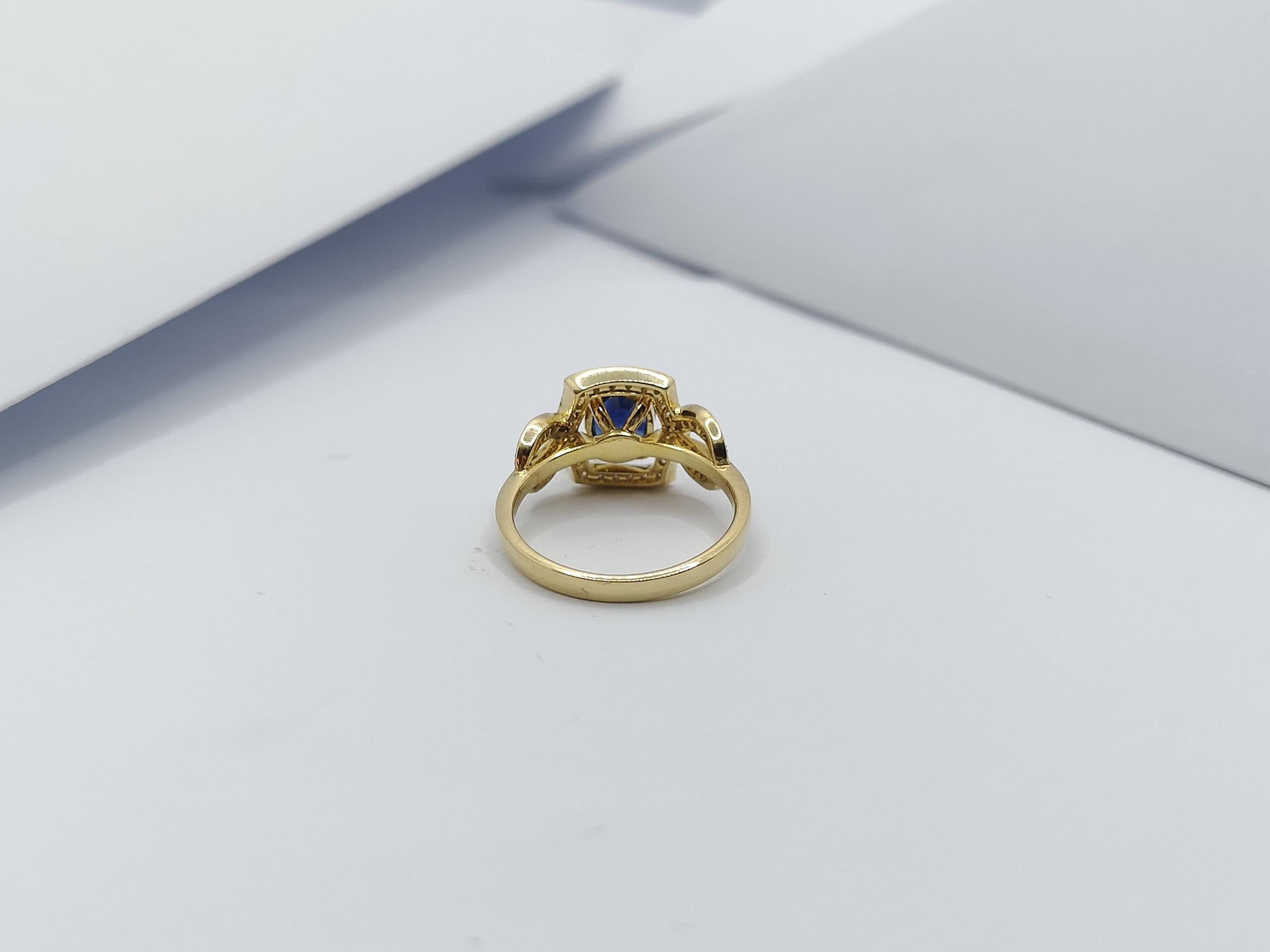 Blue Sapphire 1.18 Carats with Diamond 0.27 Carat Ring Set in 18 Karat Gold Sett For Sale 6