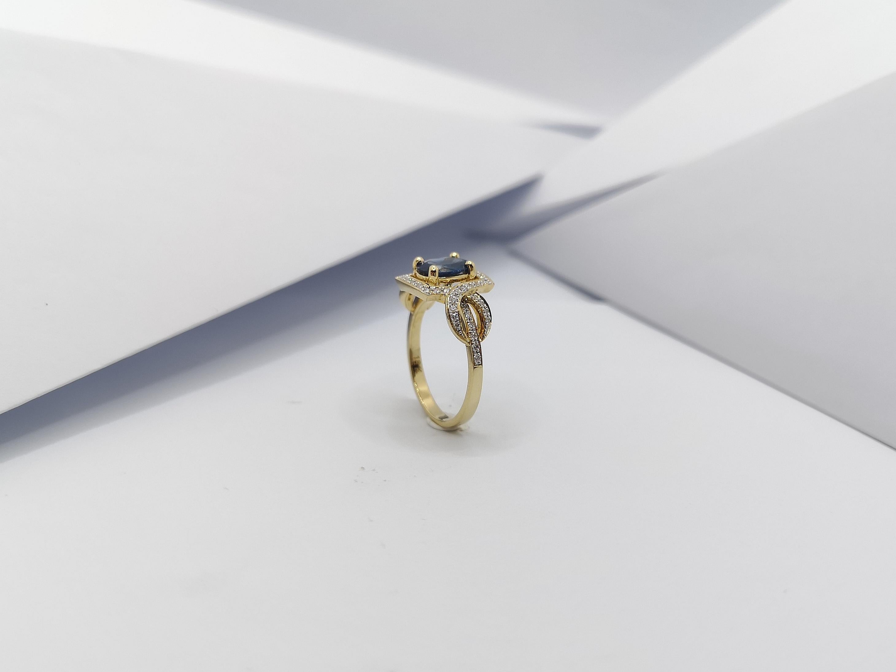 Blue Sapphire 1.18 Carats with Diamond 0.27 Carat Ring Set in 18 Karat Gold Sett For Sale 7