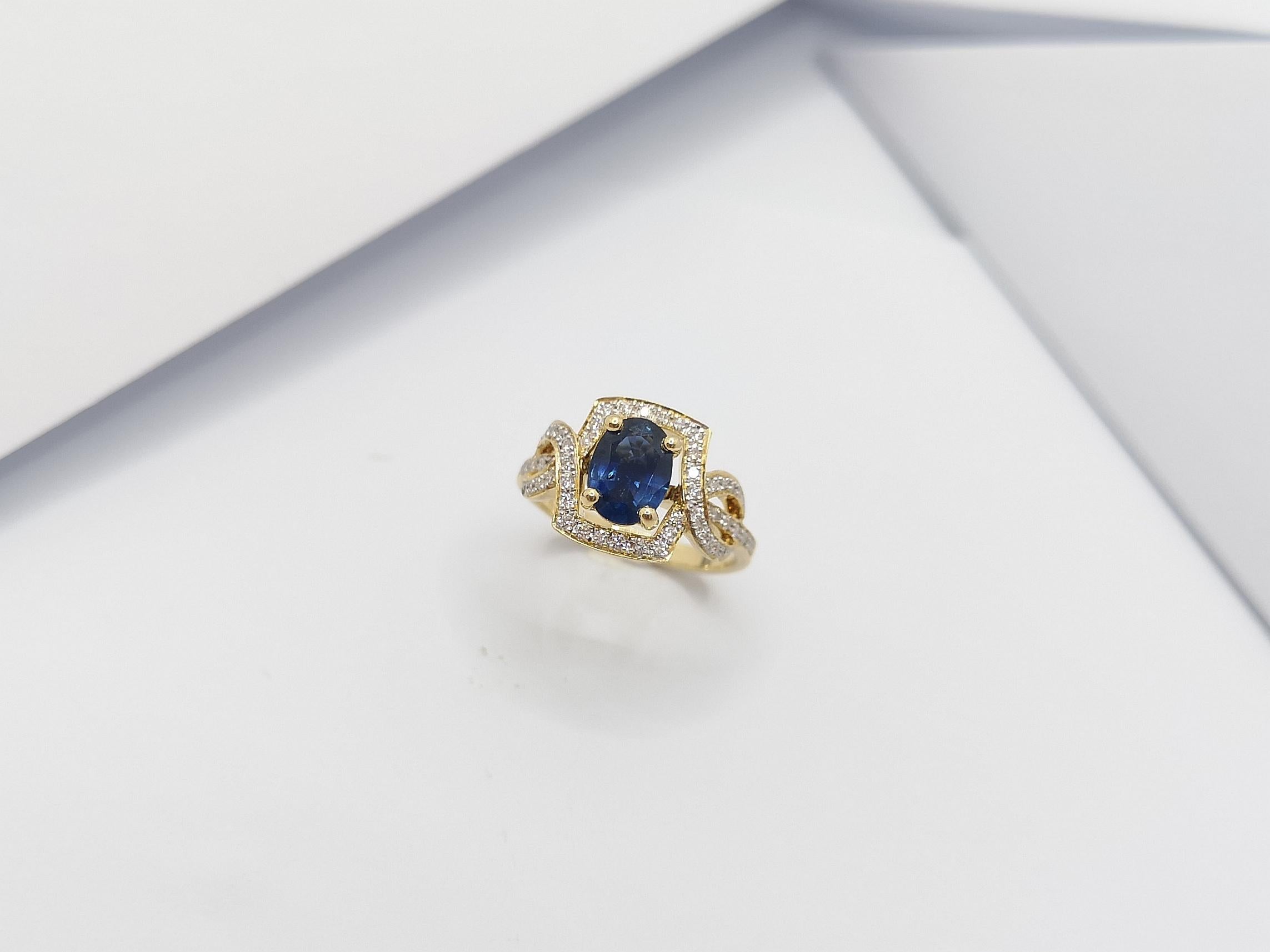 Blue Sapphire 1.18 Carats with Diamond 0.27 Carat Ring Set in 18 Karat Gold Sett For Sale 10