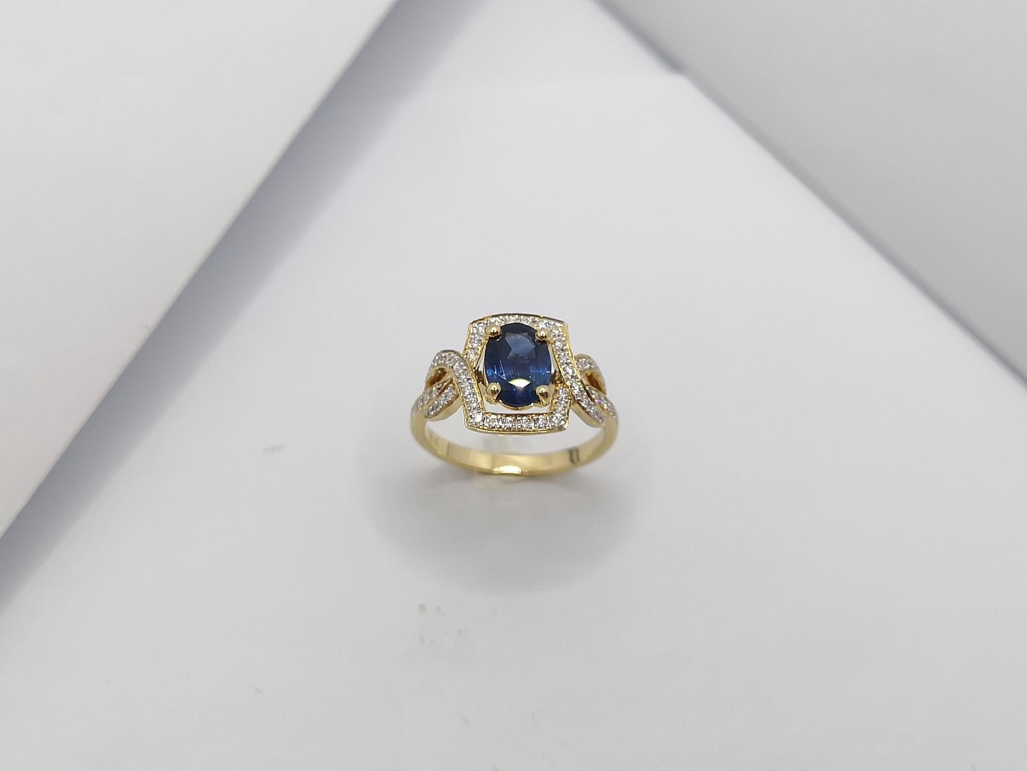 Blue Sapphire 1.18 Carats with Diamond 0.27 Carat Ring Set in 18 Karat Gold Sett For Sale 11
