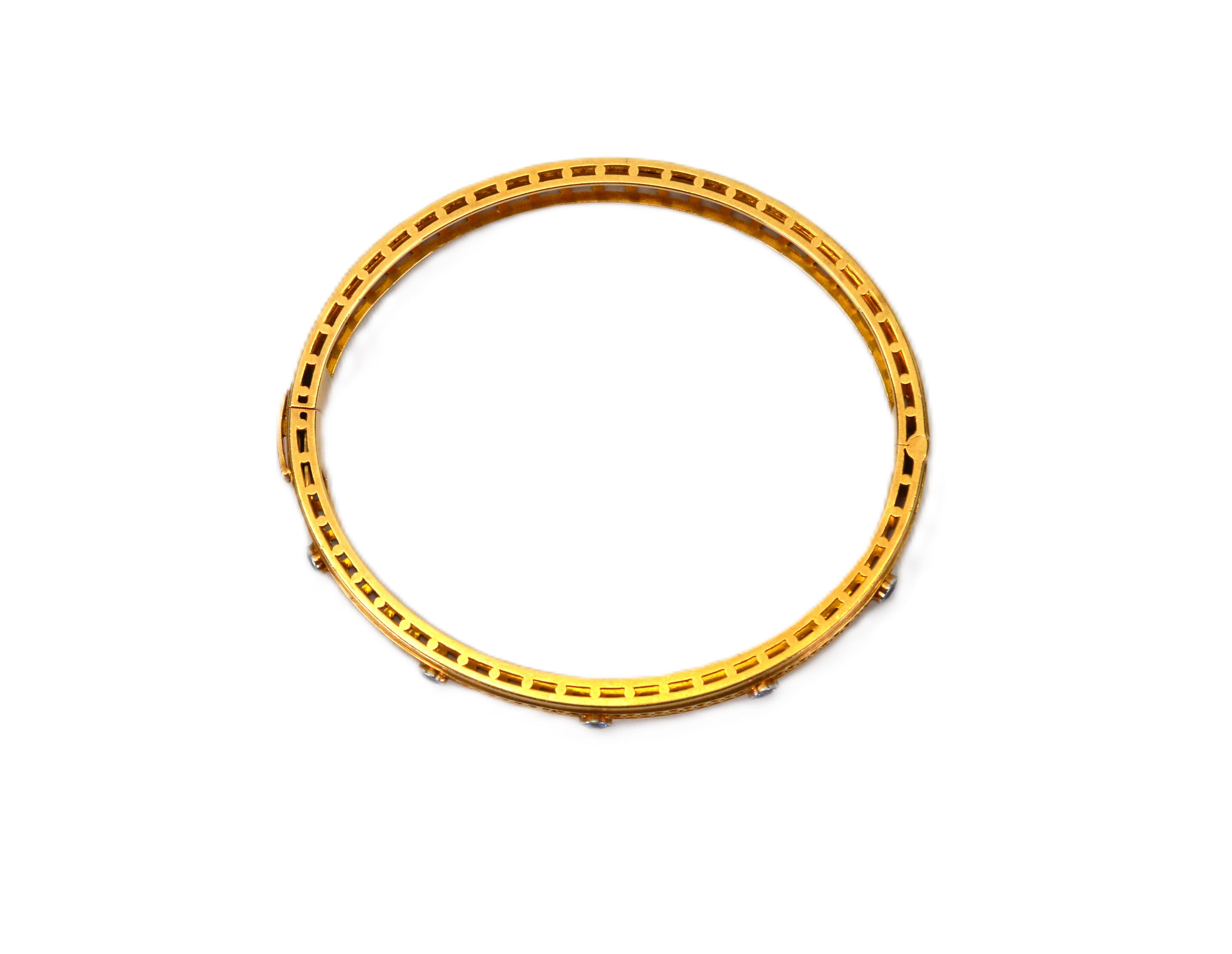 Bracciale Filgree in oro giallo 14 carati con zaffiro blu In condizioni ottime in vendita a Mount Kisco, NY