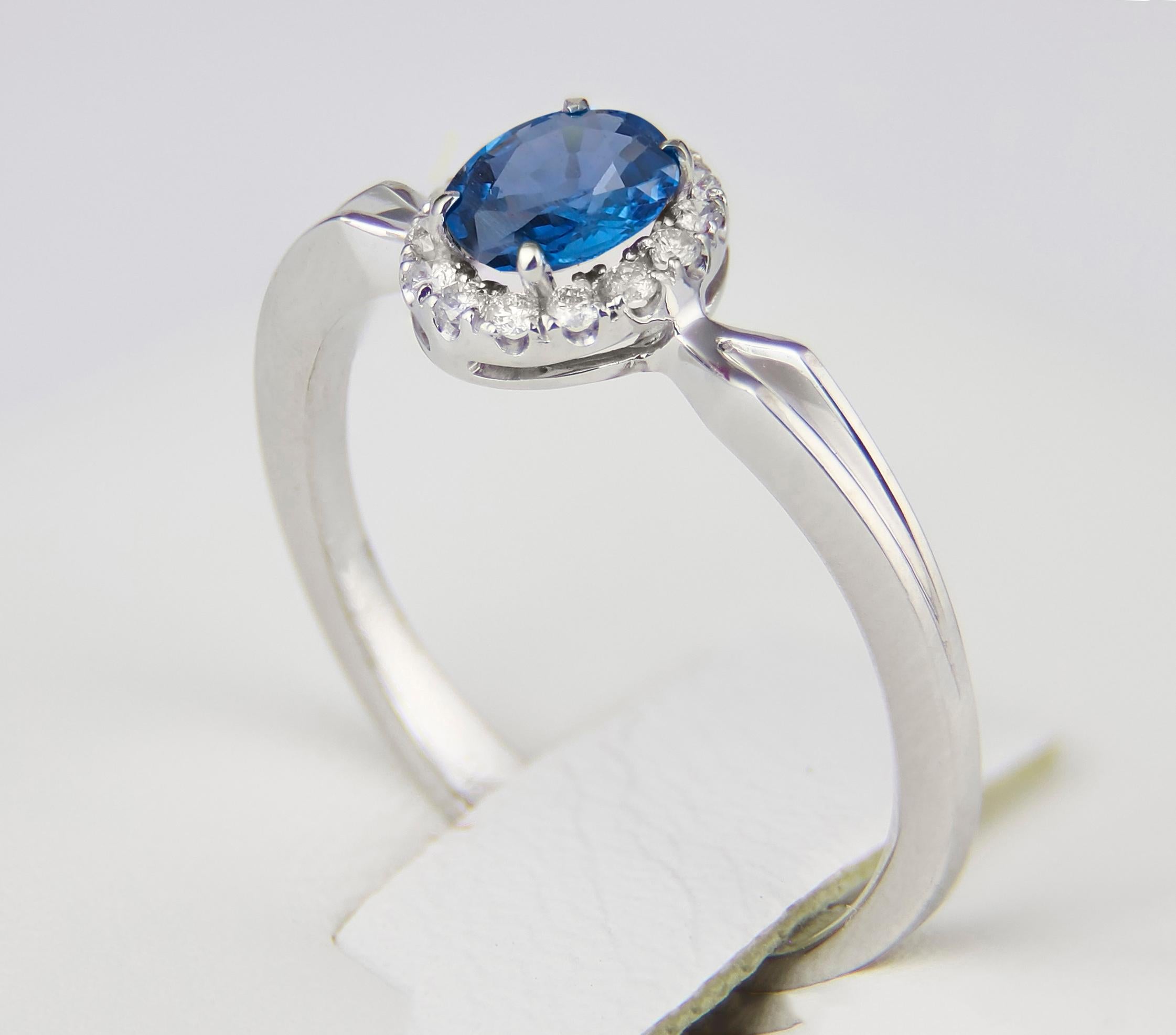 Im Angebot: Blauer Saphir 14k Gold Ring () 3