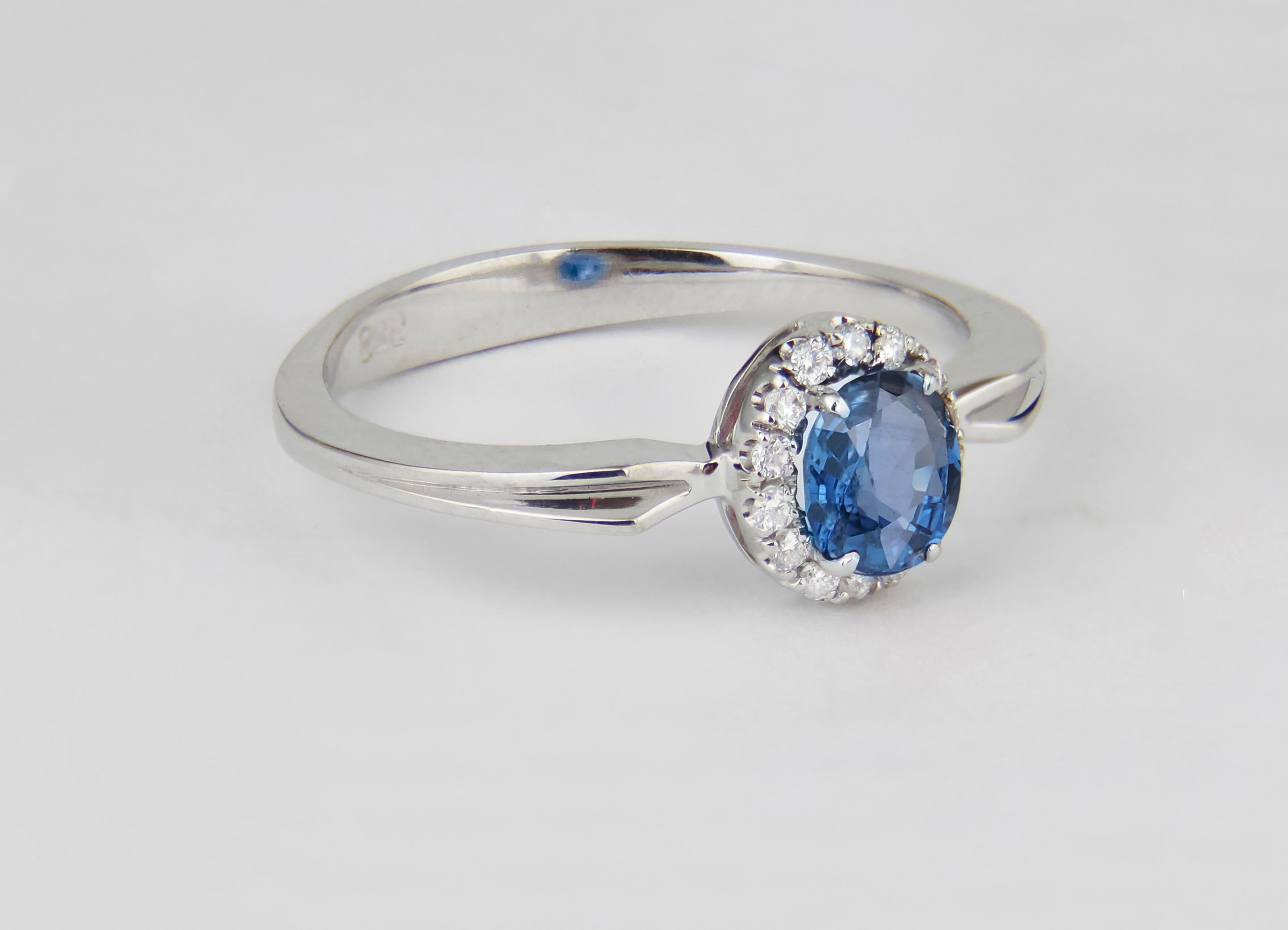 For Sale:  Blue Sapphire 14k Gold Ring 6