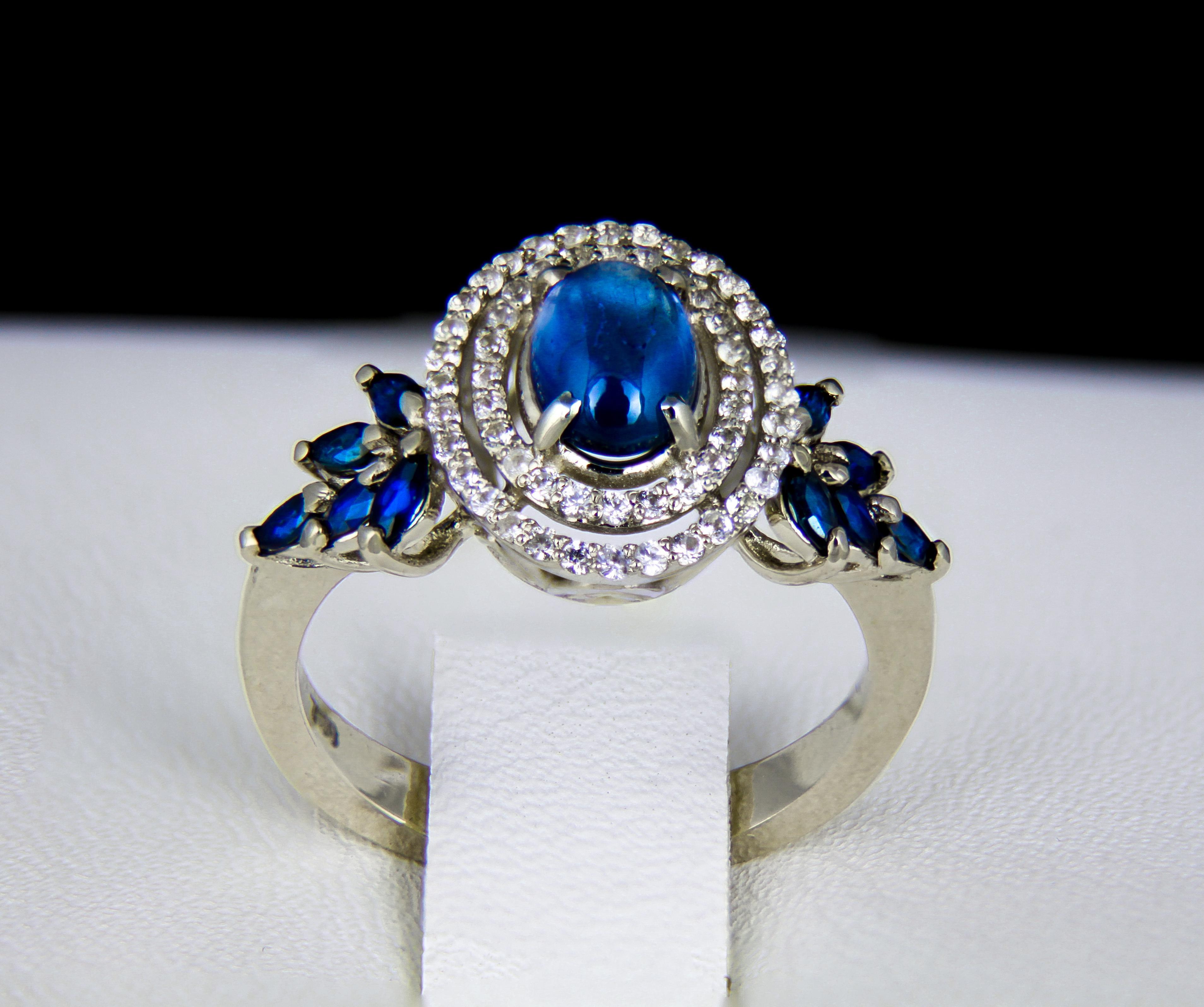 Im Angebot: Blue sapphire 14k gold ring () 6