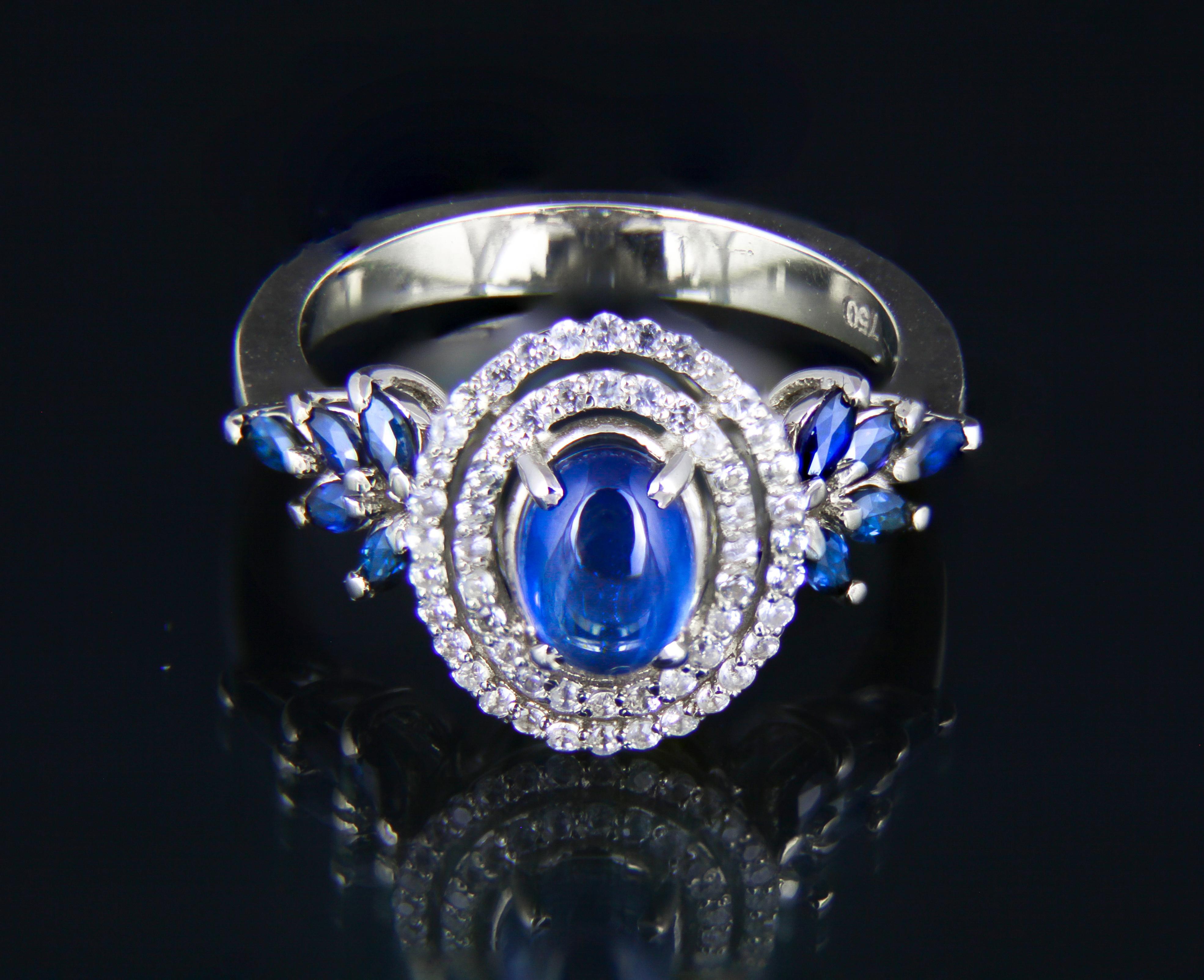 Im Angebot: Blue sapphire 14k gold ring () 8