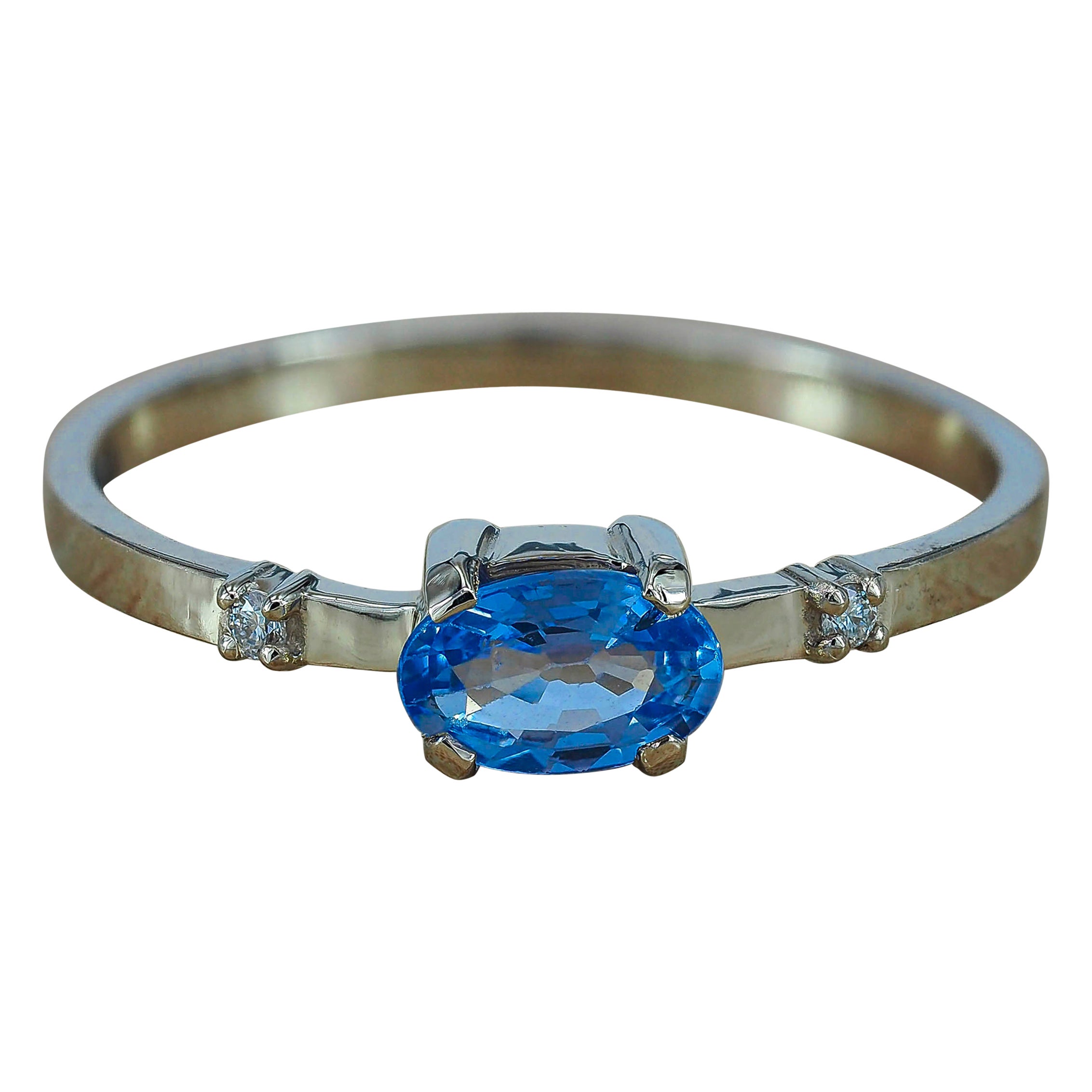 Zafiro azul Anillo de oro de 14k