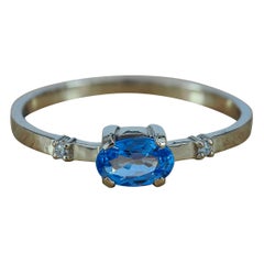Zafiro azul Anillo de oro de 14k