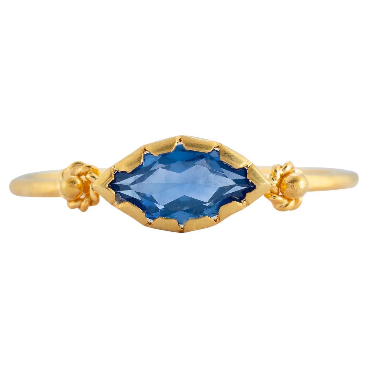 Blue Sapphire 14k Gold Stacking Ring For Sale