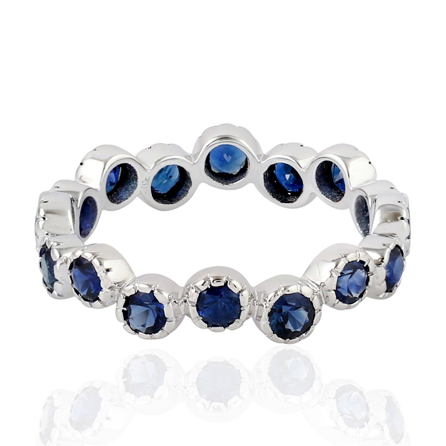 For Sale:  Blue Sapphire 18 Karat Gold Eternity Ring 2