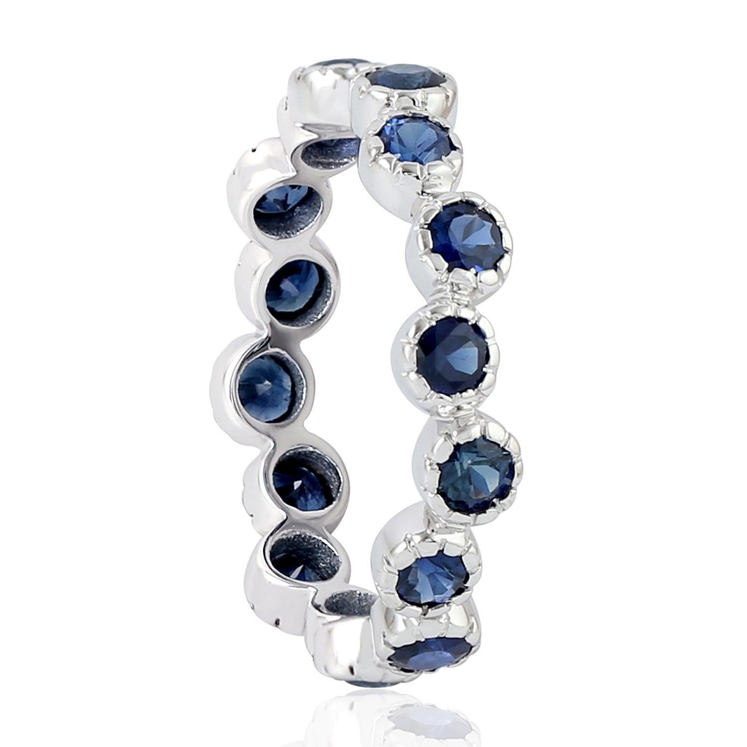 For Sale:  Blue Sapphire 18 Karat Gold Eternity Ring 4