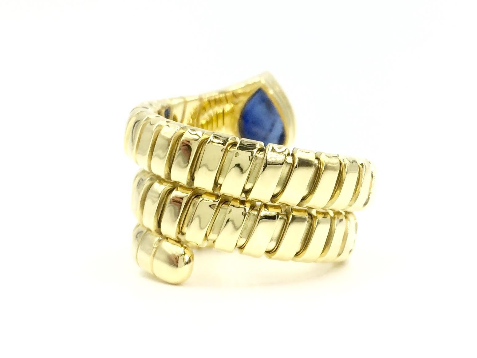 Modern Blue Sapphire 18 Karat Gold Wrap Ring