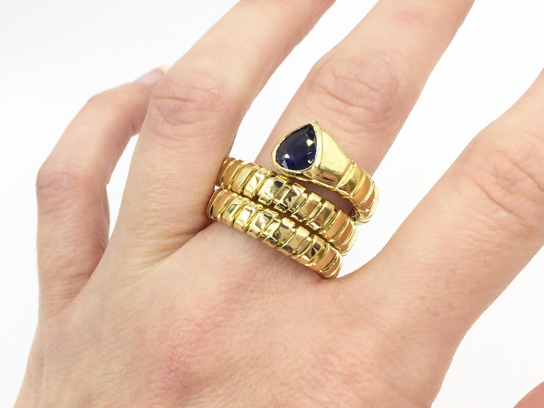 Women's Blue Sapphire 18 Karat Gold Wrap Ring