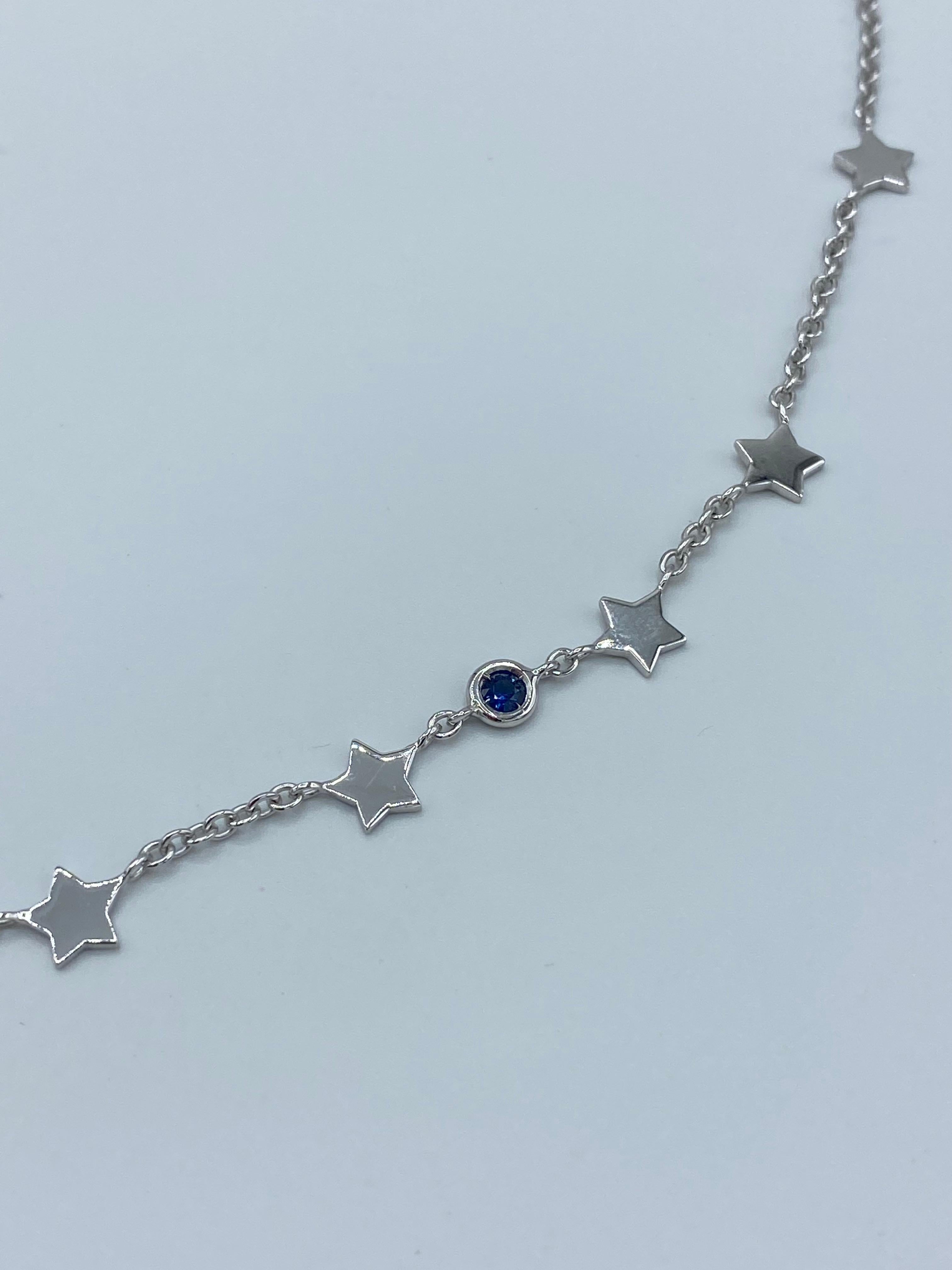 Artisan Blue Sapphire 18 Karat White Gold Necklace Made in Italy