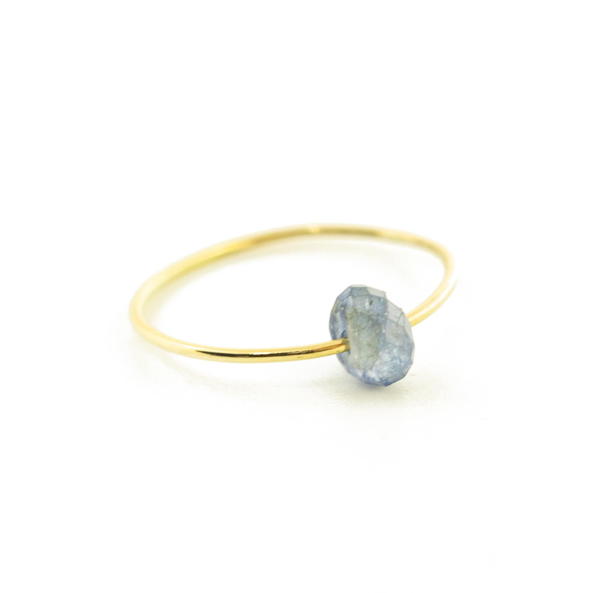 INTINI Jewels Bague jonc Planet Boho Chic en or jaune 18 carats avec saphir bleu et perles Neuf - En vente à Milano, IT